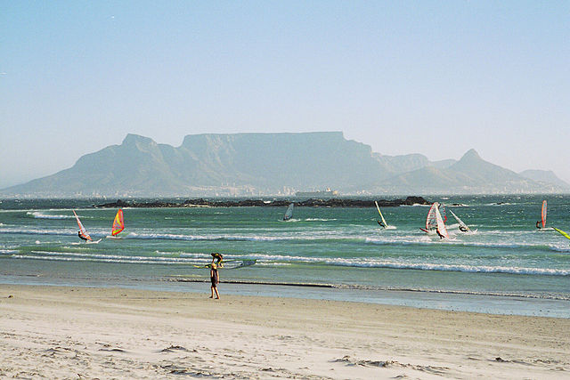 Big Bay recreational activities, just north of Bloubergstrand (Cape Town, South Africa). Picture taken by Henry Trotter, 2003.