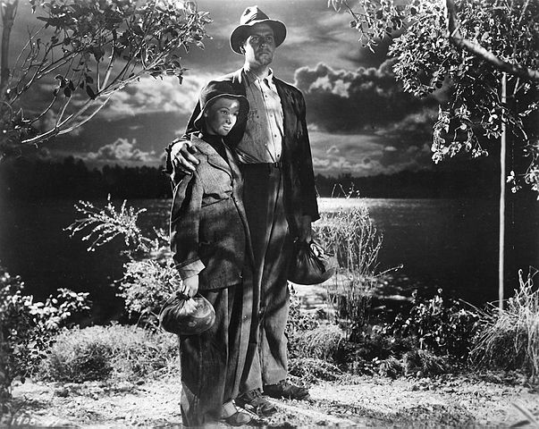 Sullivan and companion dressed as hobos. Promotional still from the 1942 film Sullivan's Travels,