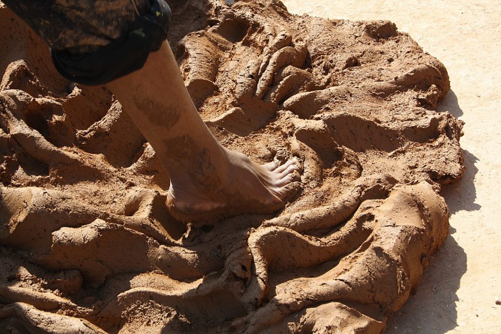 Clay mixing for pottery