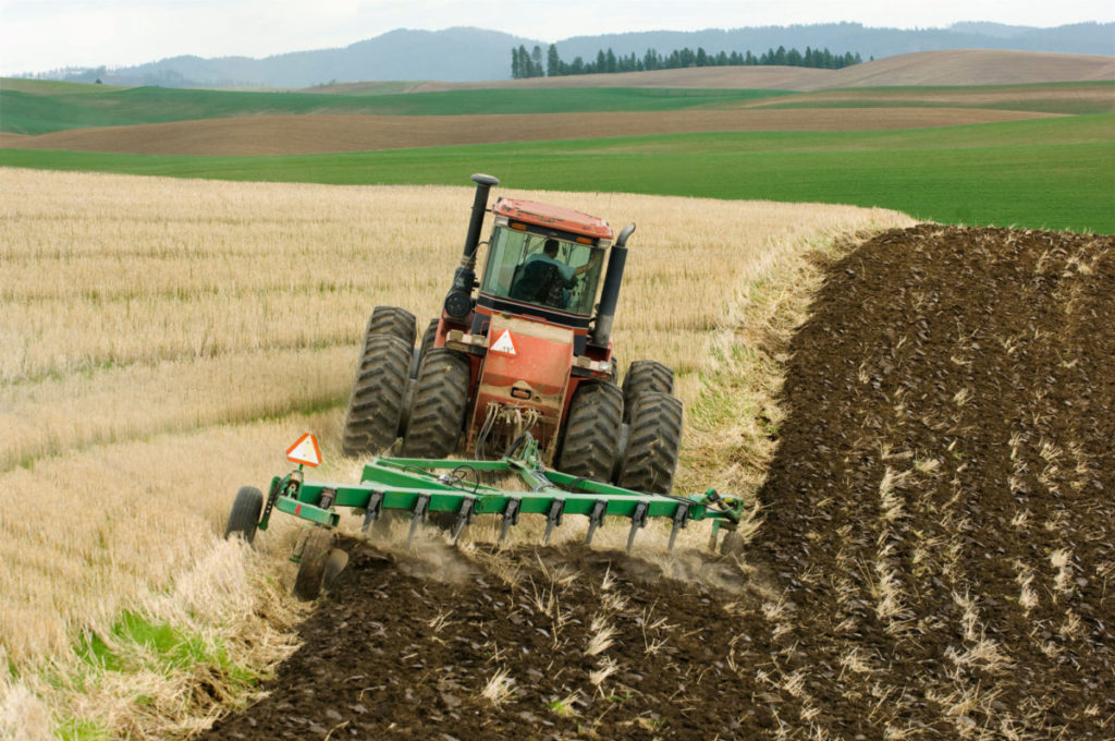 Tractor plowing