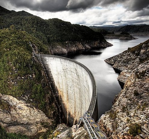 Gordon Dam, Southwest National Park, Tasmania, Australia.