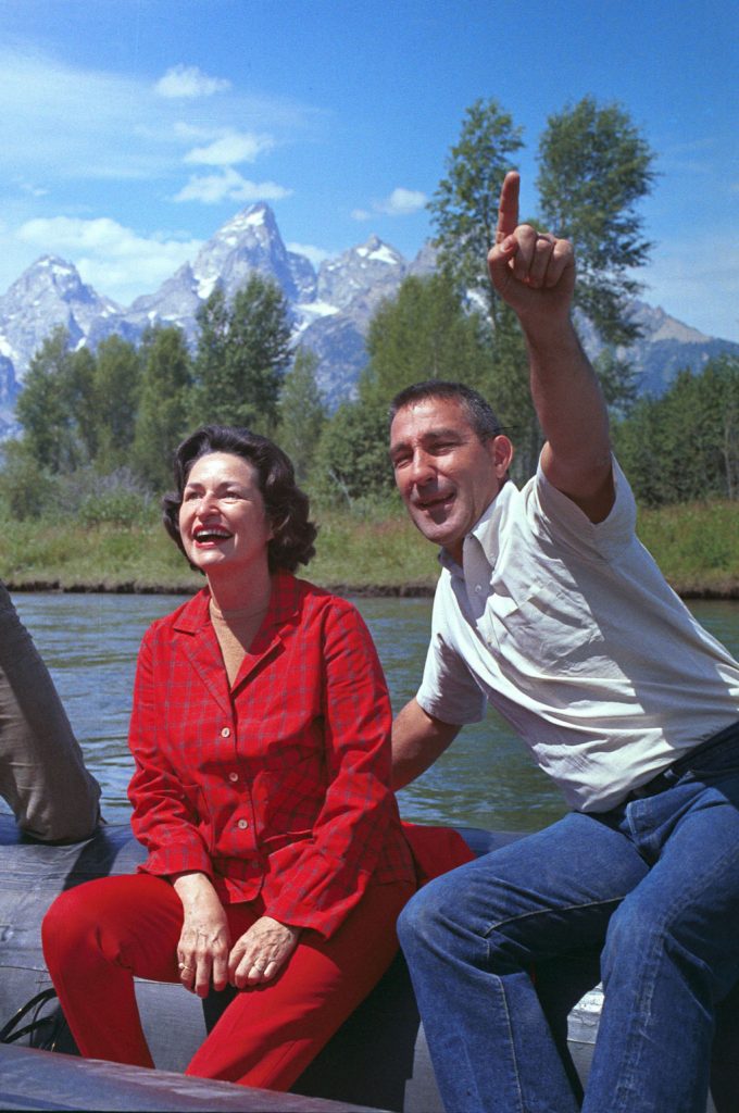Lady Bird Johnson on raft