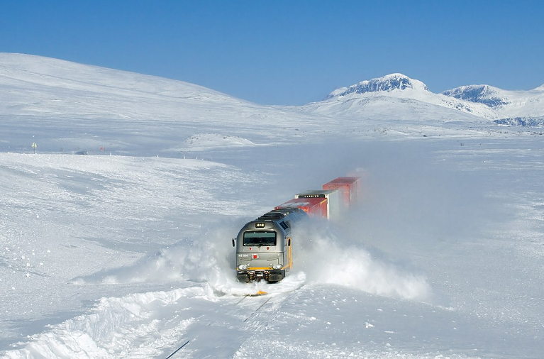 Train through snow