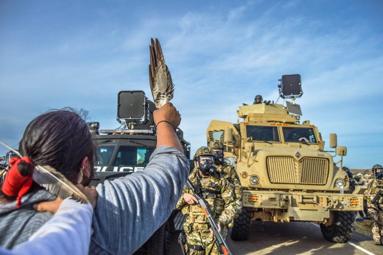 Water protector in front of bulldozer