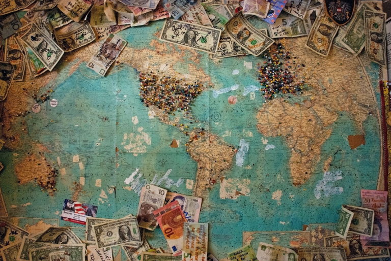 map with money
