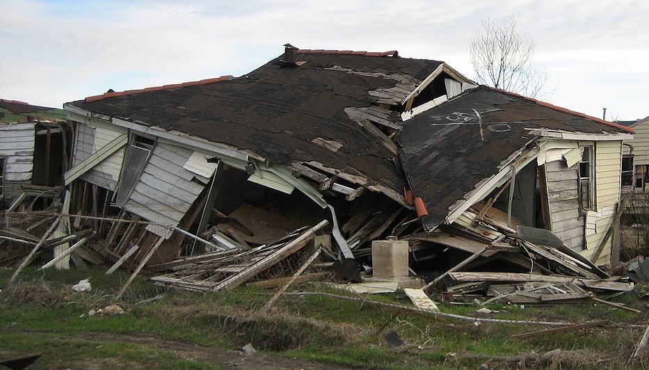 smashed house