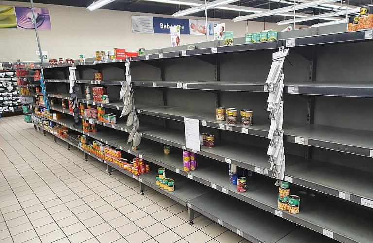 empty supermarket shelves