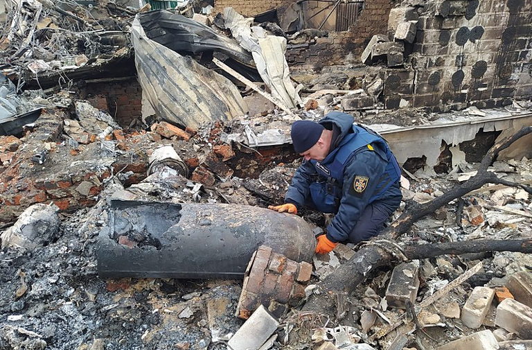 Disposal of Russian bombs in Ukraine