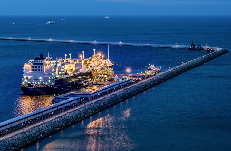 Liquified natural gas ship at Świnoujście LNG terminal in Poland