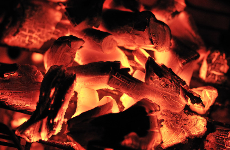 burning charcoal