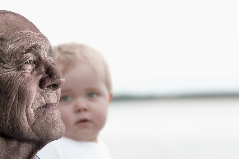 old man with baby