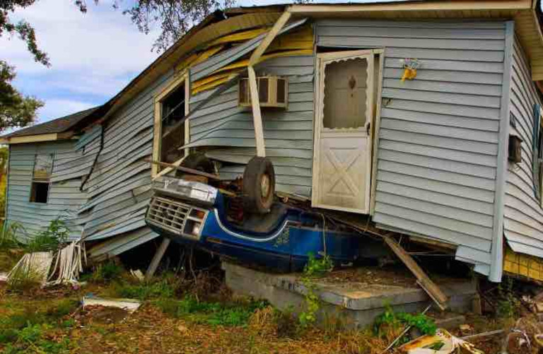 wrecked house