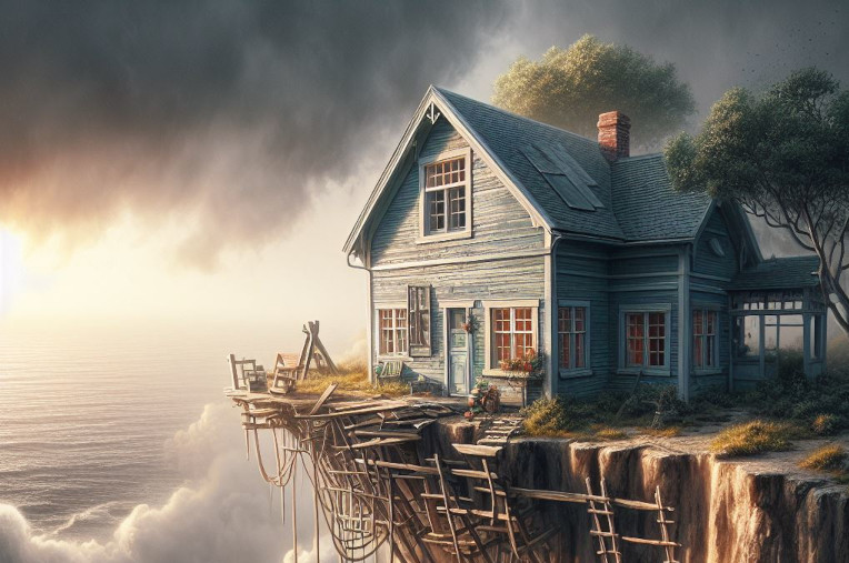house on cliff edge