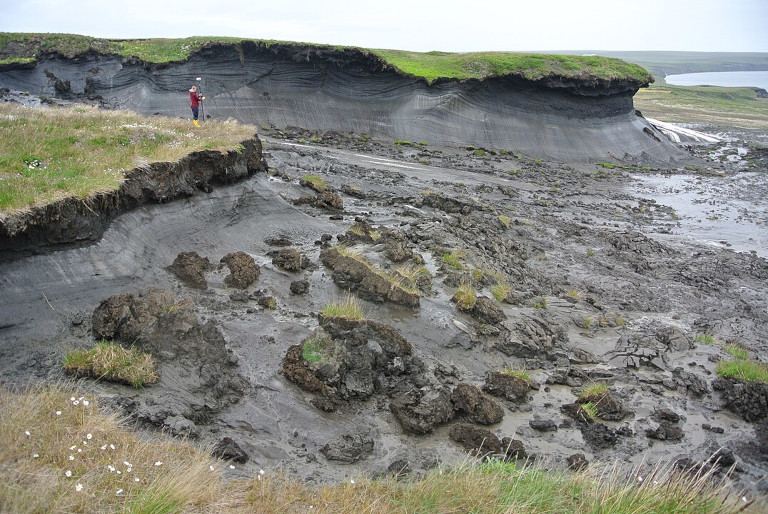 permafrost thaw causing ground collapse