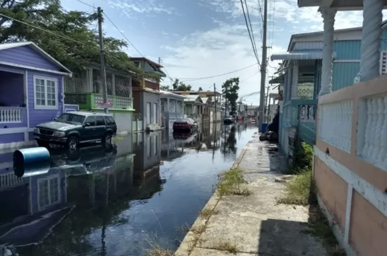 Flooded town in Puerto Rico