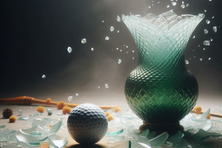 golf ball hitting glass