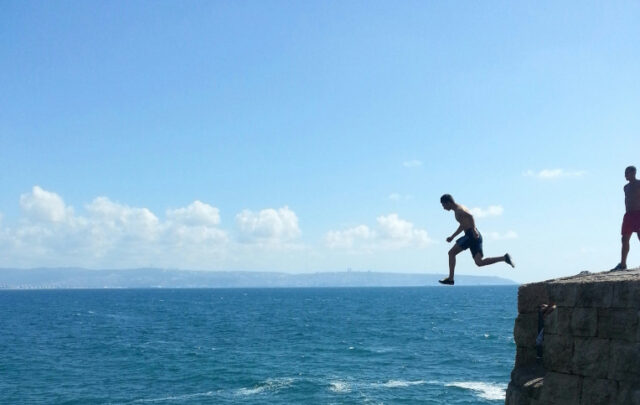 jumping off a cliff