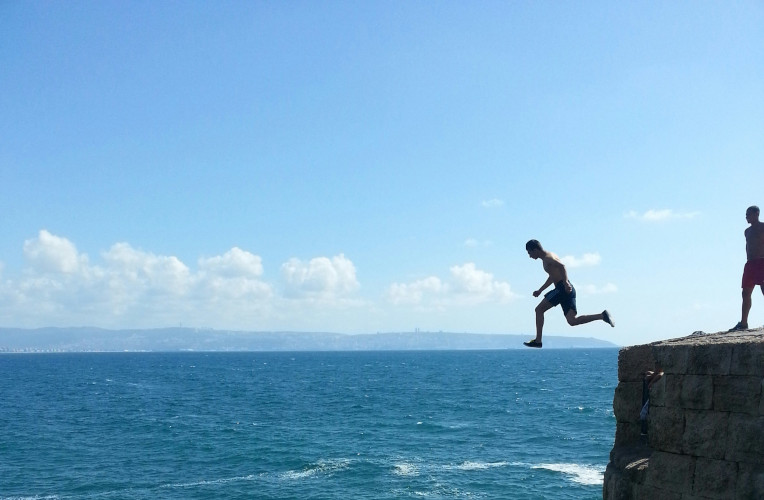 jumping off a cliff